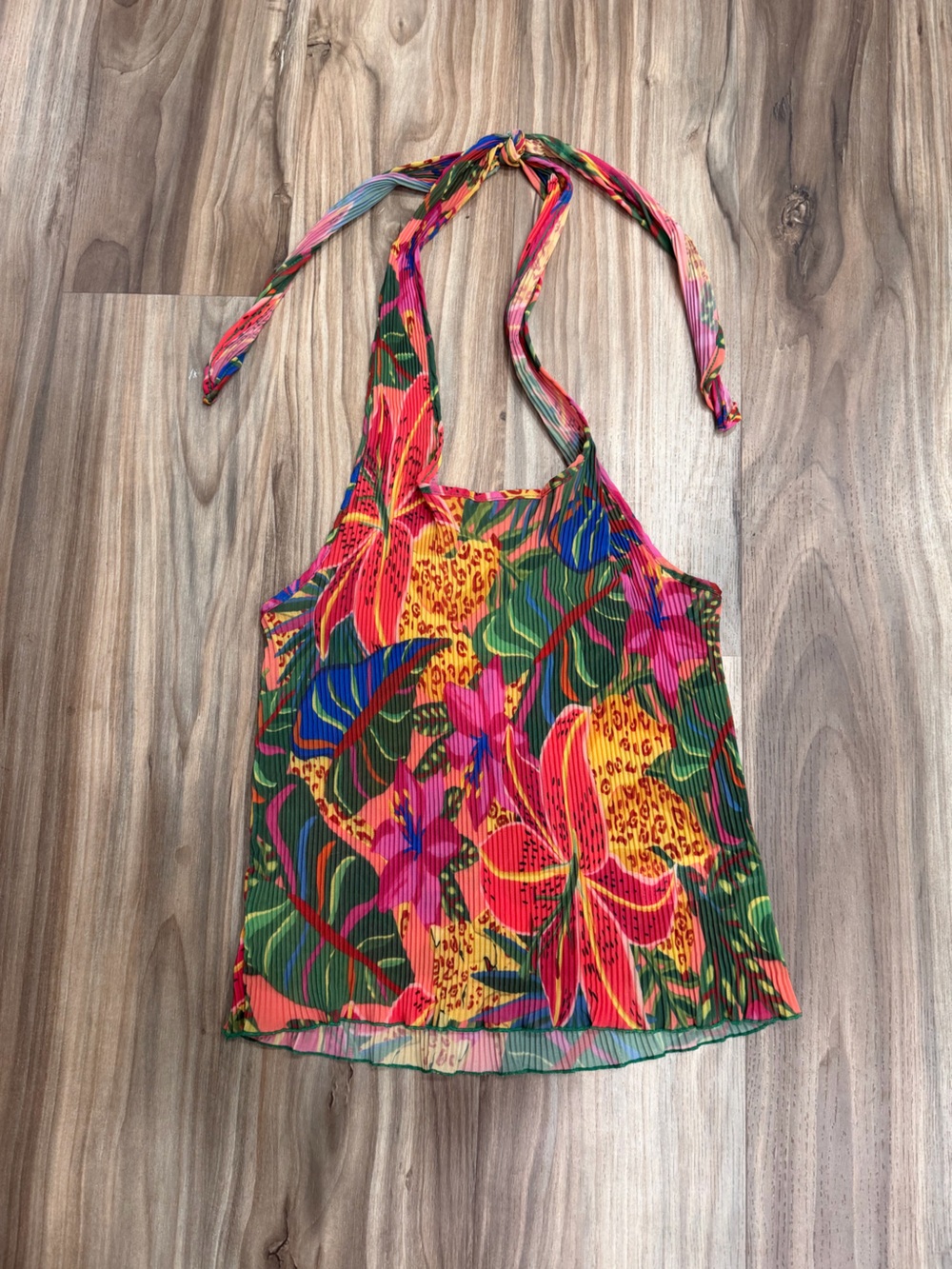 SHEIN Multicolor Tropical Halter Tank Top